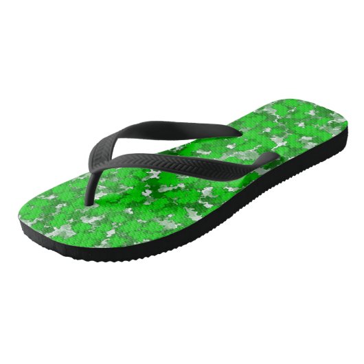 Tongs Design d'art Abstrait Foliage vert (Incliné)