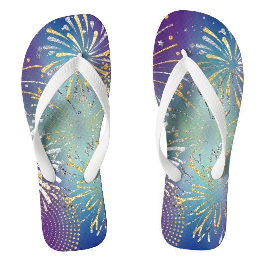 Tongs Design Fireworks avec Faux Gold et Silver Flip Flo (Semelle)