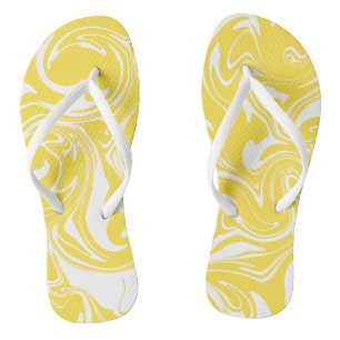 Tongs Déversement - Citron jaune et blanc