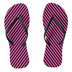 Tongs Diagonale rose chaud et noire