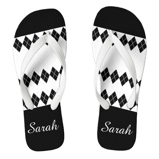 Tongs Diamant noir blanc personnalisé (Semelle)