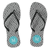 Tongs Diamants noirs et aqua monogrammes (Semelle)