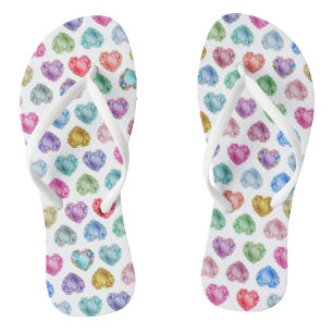 Tongs Diamond Heart Aquarelle Motif mignon Pastel Girly