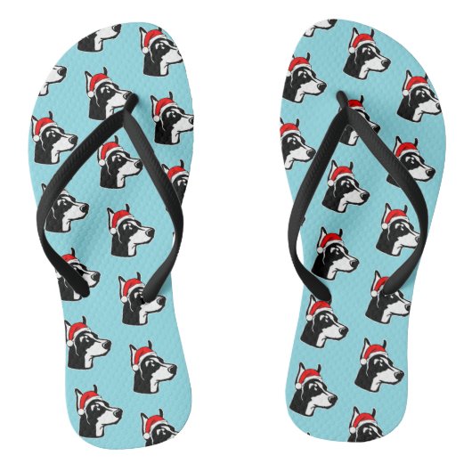 Tongs Doberman Chien avec Noël Santa Hat Motif (Semelle)