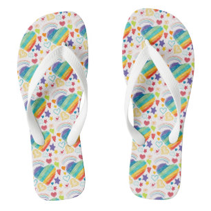 Tongs Doodle Rainbow Heart Motif