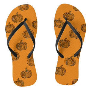 Tongs Doodles d'Halloween boho mandala citrouilles Autom