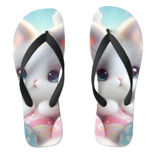 Tongs Doux œufs de Pâques pastel Kawaii chaton