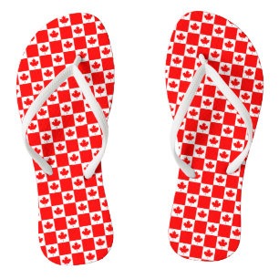 Tongs drapeau canadien imprimé feuille d'érable rouge Fê