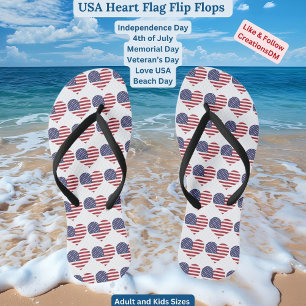 Tongs Drapeau cardiaque américain pour adultes et enfant
