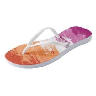 Tongs Drapeau de fierté lesbienne abstrait trippy ondulé