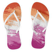 Tongs Drapeau de fierté lesbienne abstrait trippy ondulé (Semelle)