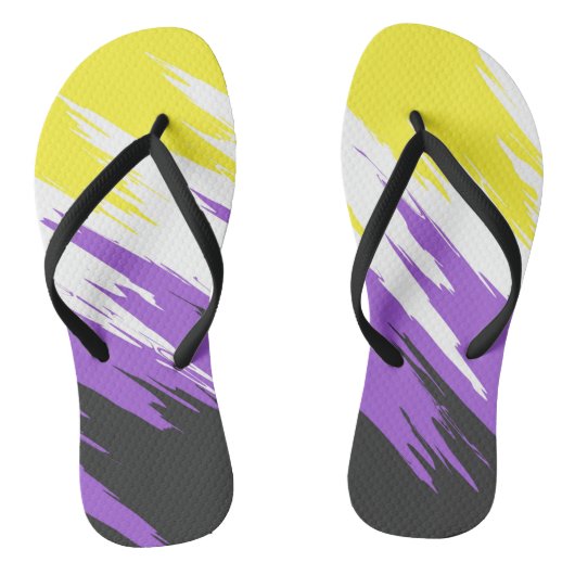 Tongs Drapeau de fierté non binaire abstrait funky zigza (Semelle)