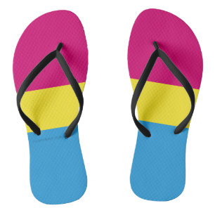 Tongs drapeau de fierté pansexuelle SlipperyJoe rose amb