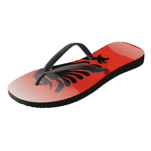 Tongs Drapeau en verre d'Albanie (Incliné)