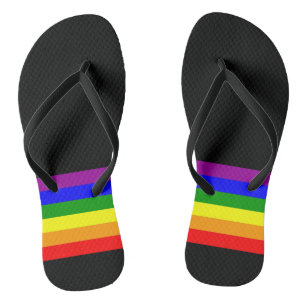 Tongs Drapeau LGBT en noir
