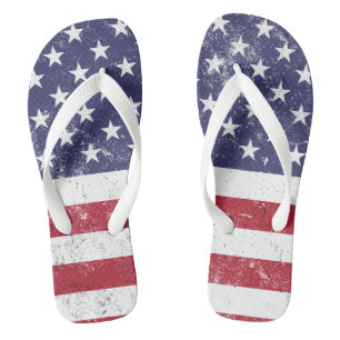 Tongs Drapeau vintage USA Patriotique Américain Rouge Bl