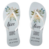 Tongs Dusty Blue Floral Love Bridal Flops (Semelle)