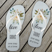 Tongs Dusty Blue Floral Love Bridal Flops