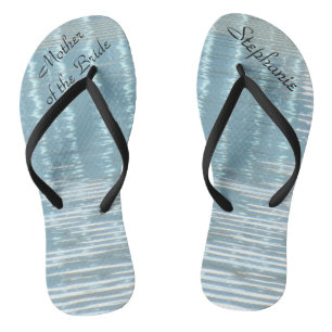 Tongs Eau Abstraite Mère de la mariée Nom Mariage Bleu