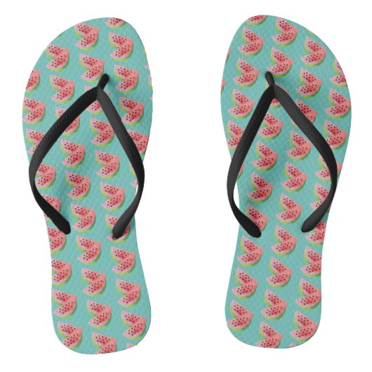 Tongs Eau aquarelle paire de pastèque tranchée de fruit (Semelle)