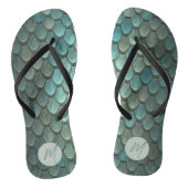 Tongs Échelles bleues initiales personnalisées texturées (Semelle)