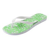 Tongs Éléгант motif paisley vert citron et blanc (Incliné)