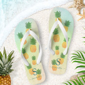 Tongs Élégant ananas tropical monogramme été