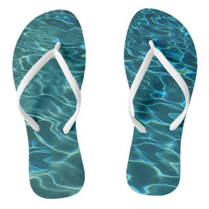 Tongs Elégant bleu eau turquoise motif vagues de lac océ