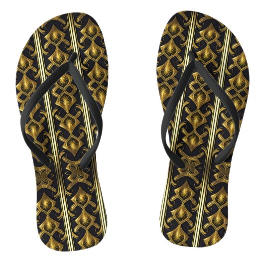 Tongs Elégant motif art déco en noir et or (Semelle)