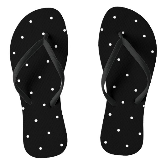 Tongs Elégant noir et blanc avec points (Semelle)