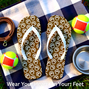 Tongs Élégantes pattes de chien brun