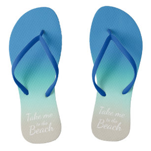 Tongs "Emmenez-moi à la plage" Moderne Blue Ombre