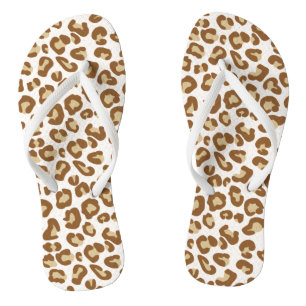 Tongs Empreinte de léopard de neige, beige, tan et crème