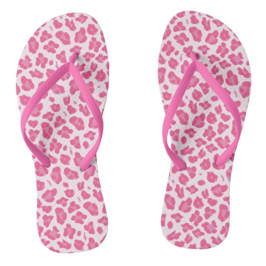 Tongs Empreinte de léopard rose chaud amusant (Semelle)