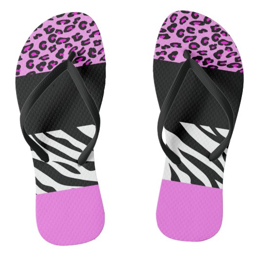Tongs Empreinte de léopard, Zebra Print, Poster de anima (Semelle)