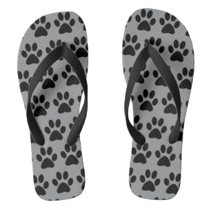 Tongs Empreintes de pattes de chien mignon Motif gris no