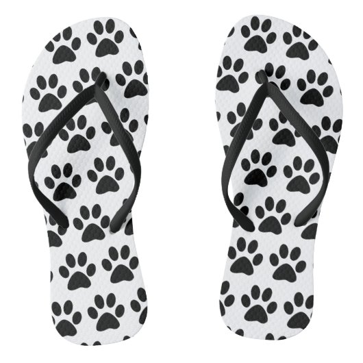 Tongs Empreintes de pattes de chien noir sur blanc (Semelle)