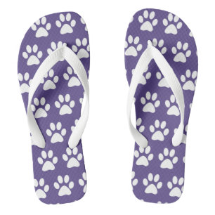 Tongs Empreintes de pattes de chiens sur violet