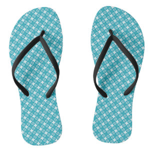 Tongs en vichy bleu et blanc