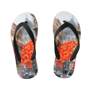 Tongs Enfants Affiche vintage de Rome sous la pluie