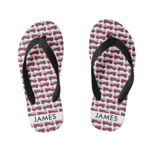 Tongs Enfants Ajouter votre nom Red Fire truck Personnalisé