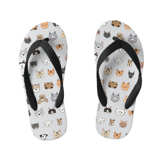 Tongs Enfants Amusement animal : Chiens de chats Doodle Mix (Semelle)