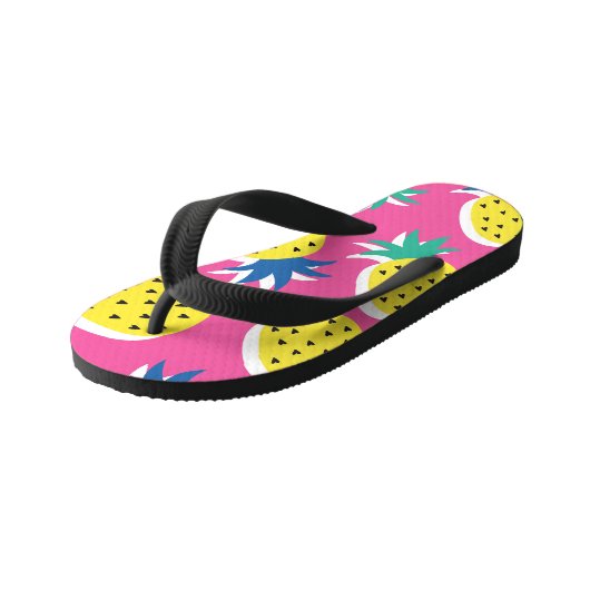 Tongs Enfants Ananas Couleurs folles : Pop-Art chilien. (Incliné)