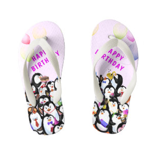 Tongs Enfants Anniversaire Penguin Party Funny Kid's Flip Flops