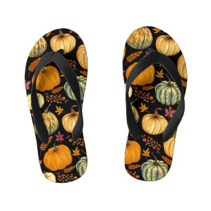 Tongs Enfants Aquarelle Citrouilles : Automne Motif sans couture