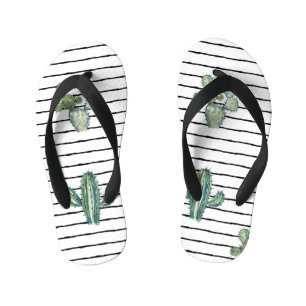 Tongs Enfants Aquarelle de Cactus : Dessin de stylo Vintage.