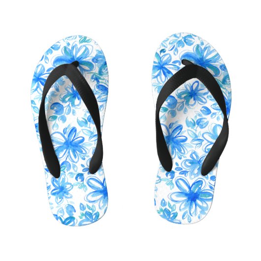 Tongs Enfants Aquarelle Floral Chintz Motif mignon (Semelle)