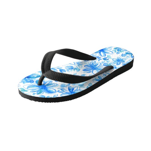 Tongs Enfants Aquarelle Floral Chintz Motif mignon (Incliné)