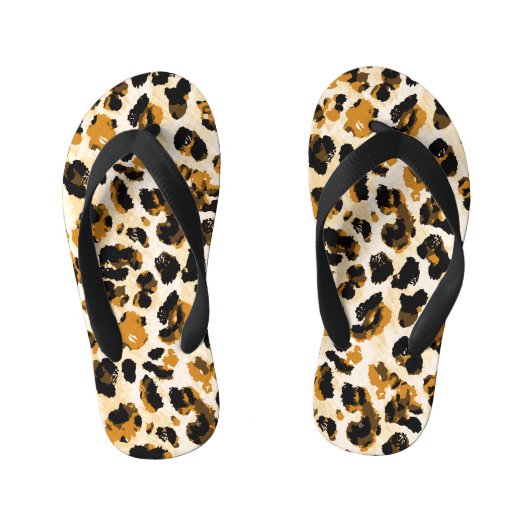 Tongs Enfants Aquarelle peau léopard, dégradé cravate-teint. (Semelle)