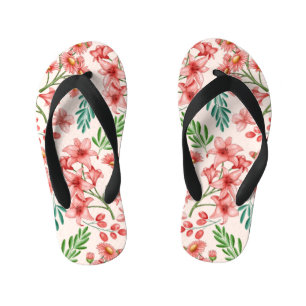 Tongs Enfants Aquarelle peinte à la main Motif floral-54098